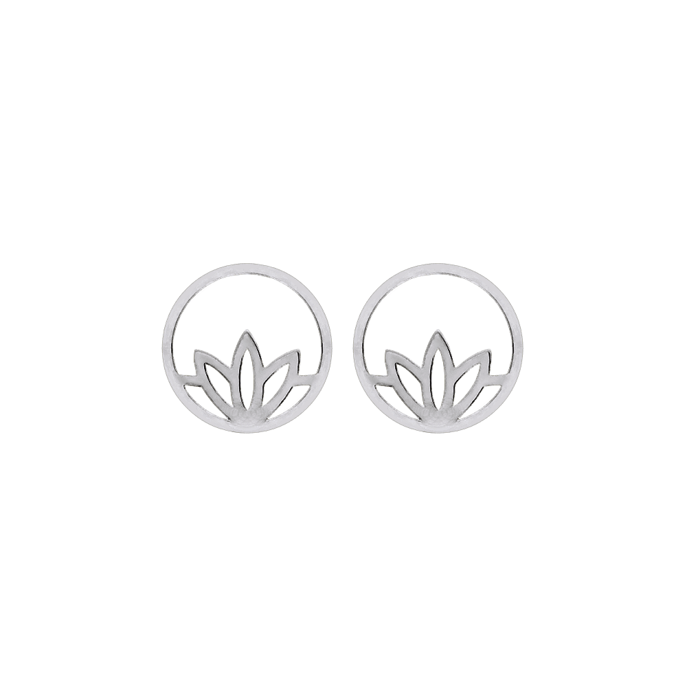 Boucles d'oreilles Lotus, finition Argentée image number 1